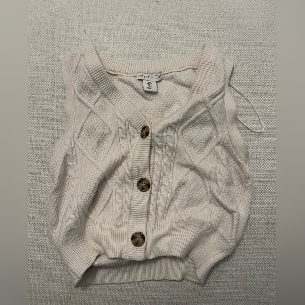 Sincerely Jules Ivory Cable Cropped Knit Cardigan